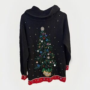 B.P. Design Ugly Christmas L Cowl Neck Long Sleeve Holiday Knit Beaded Sweater